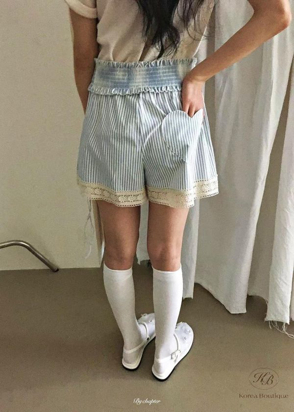 SS432 春季 條紋愛心口袋褲 