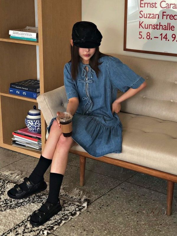 SS293 春季 前後都可以穿的牛仔洋裝 