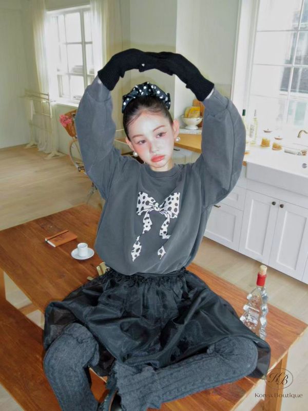 FWKR76 冬季 兩面圖案都好可愛的蝴蝶結衛衣 