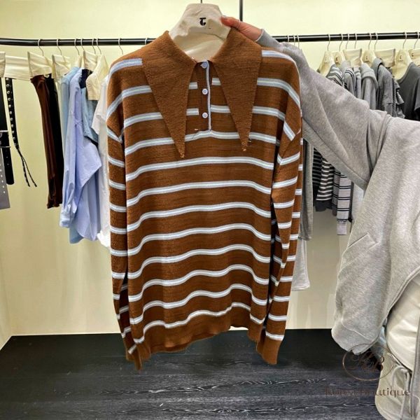Fw201 秋季 領口很特別的條紋POLO衫 