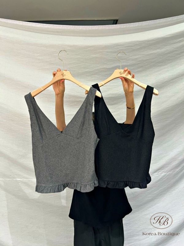 Fw261 秋季 荷葉邊背心套裝 