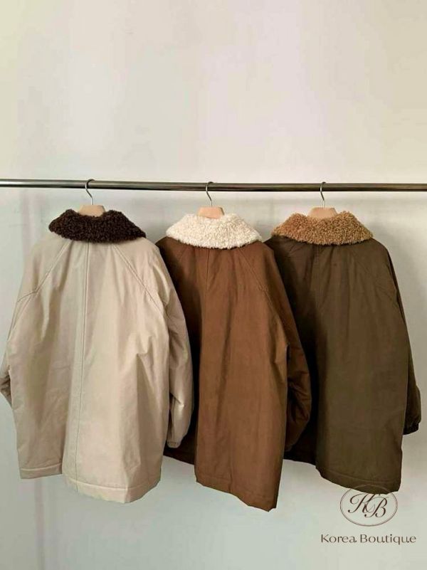 Fw478 冬季 鋪面可拆毛毛領外套 