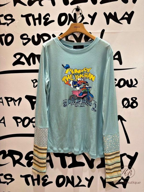 SS184 春季 可愛花色拼接手袖上衣 