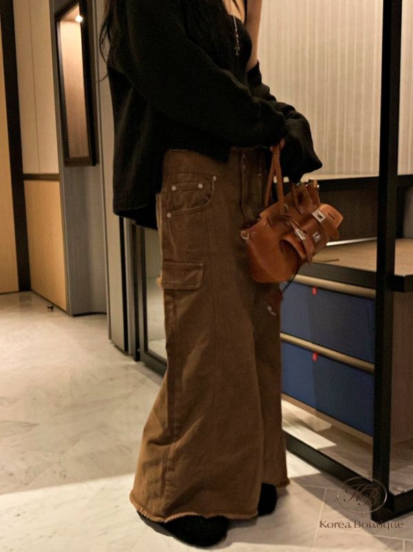 Fw391 秋季 毛邊設計落地裙 