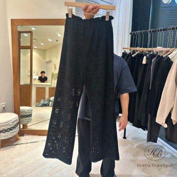 SS373 春季 重工針織摟空褲 