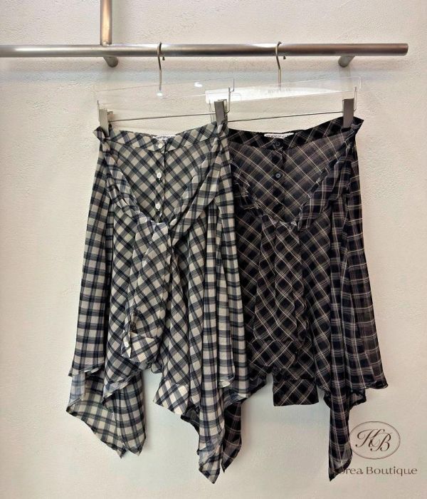 SS406 春季 好時髦的格紋裙簾 