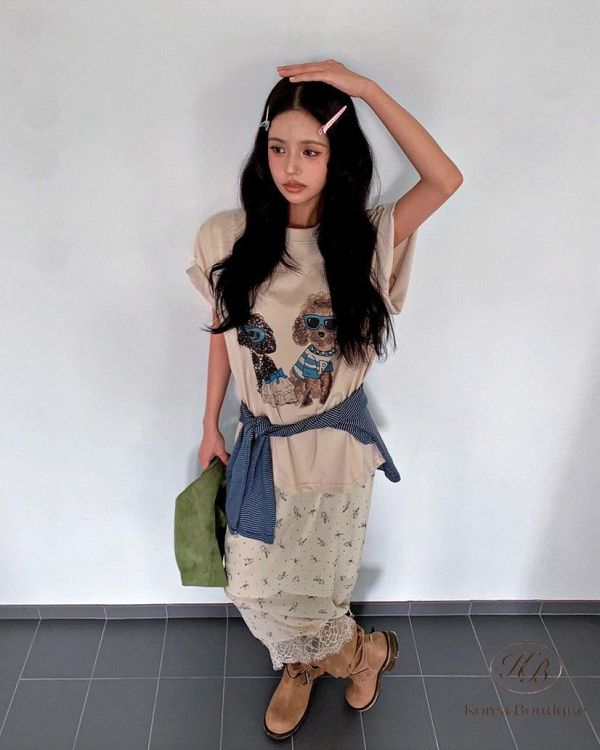 FW2706 秋季 可愛墨鏡狗狗tee 