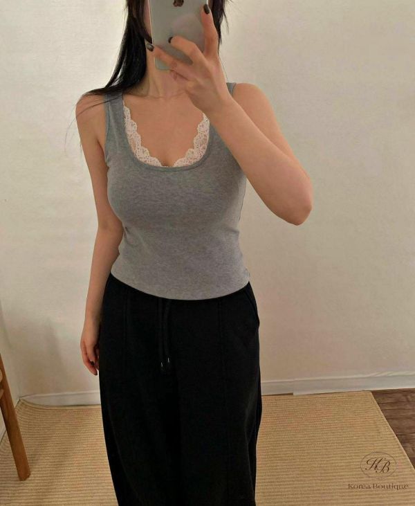 SS106 春季 超美蕾絲拼接bra top 