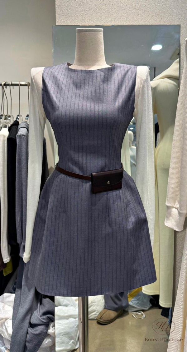 SS282 春季 紋布料西裝背心裙 