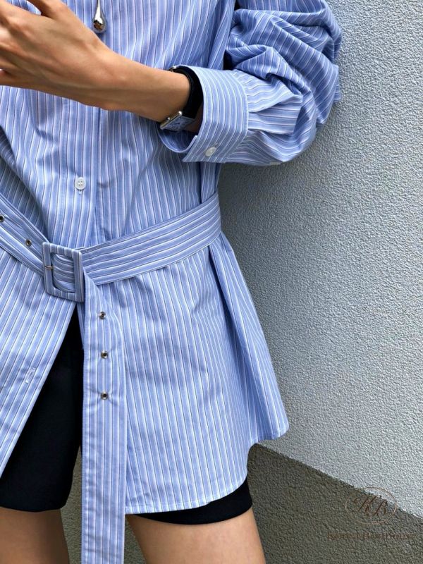 Fw180 秋季 長版襯衫綁帶襯衫 