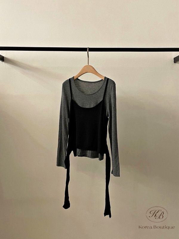 Fw127 秋季 假兩件式上衣 