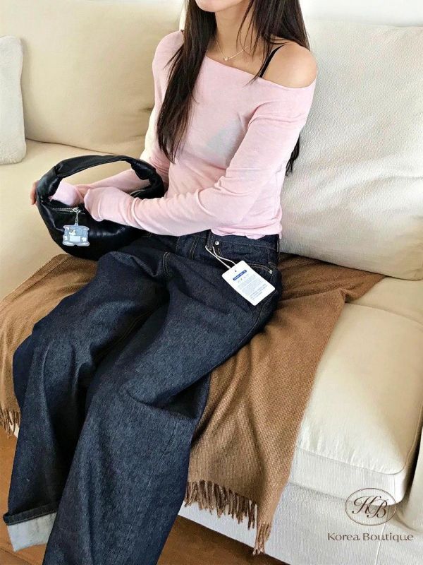 SS206 春季 木耳邊大圓領素面上衣 