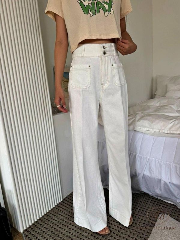 SS367 春季 白色口袋丹寧褲 