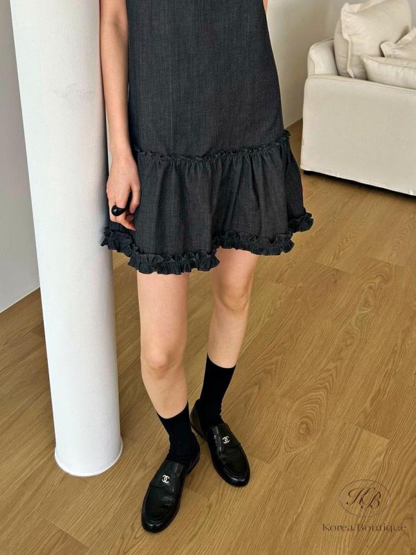 SS328 春季 花邊牛仔丹寧小洋裝 