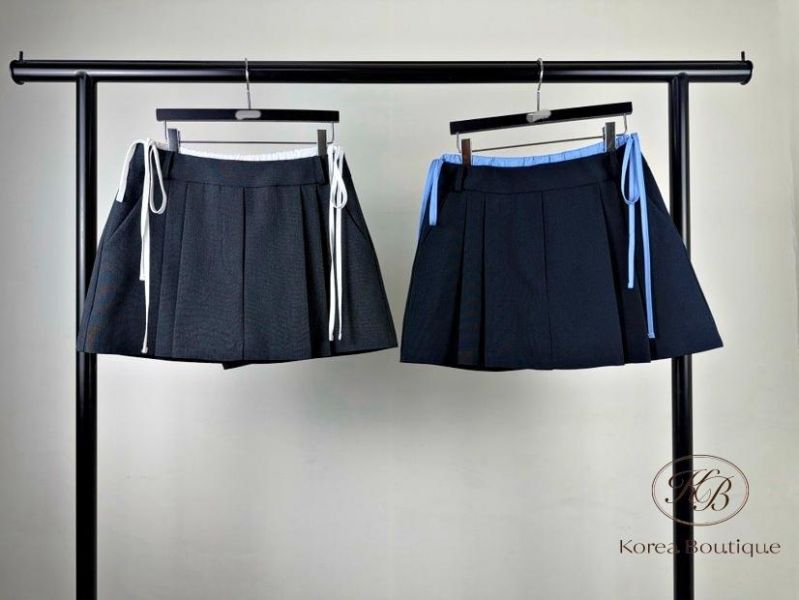 SS205 春季 蝴蝶結設計百褶褲裙 