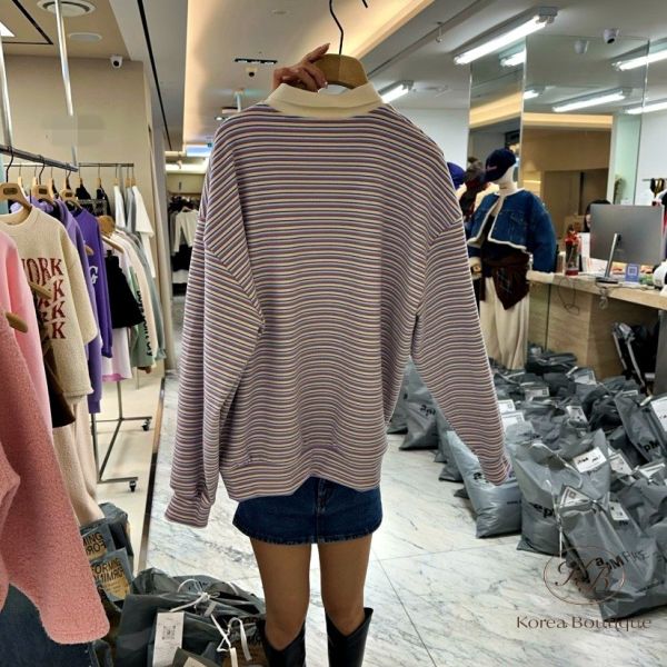 FWKR43 冬季 可愛細條紋polo衫 