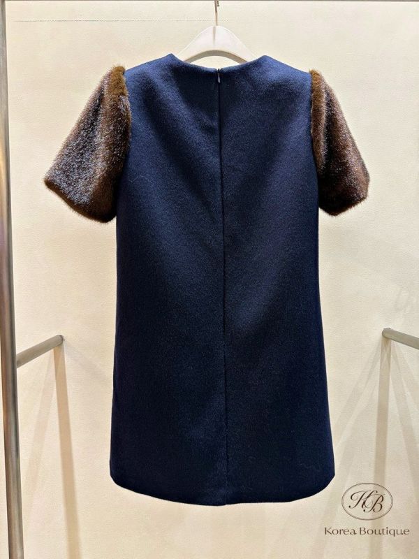 FWKR91 冬季 毛毛袖洋裝 