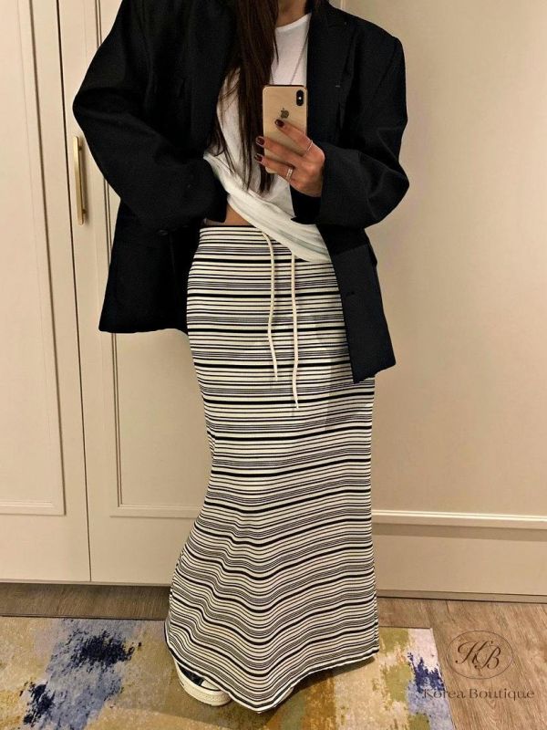 SS227 春季 條紋落地裙 