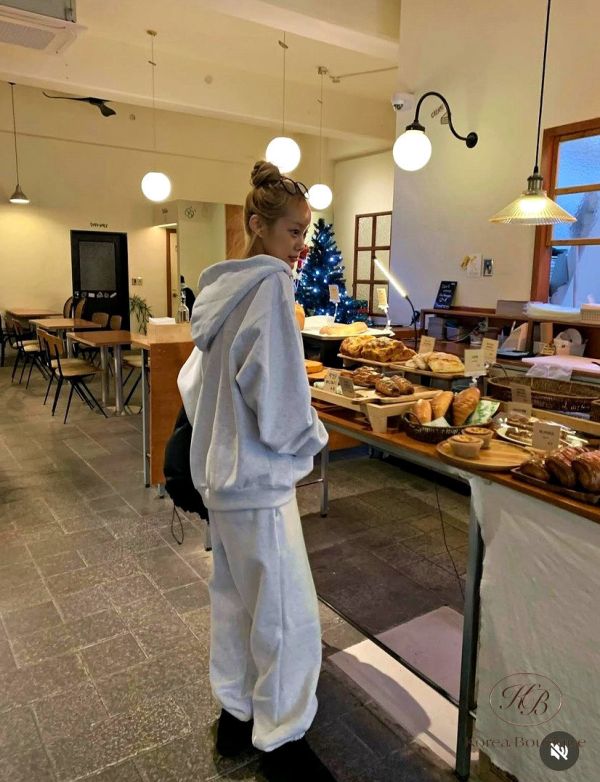 Fw474 冬季 加絨連帽運動褲裝 