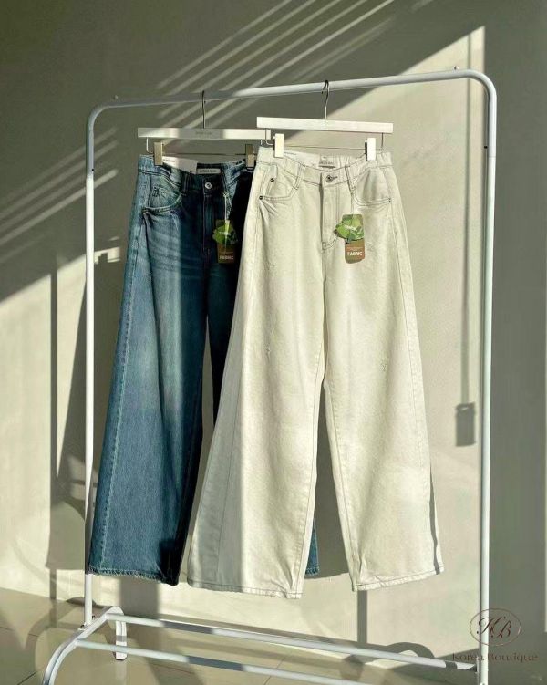 SS129 春季 造型車線直筒寬版牛仔褲 