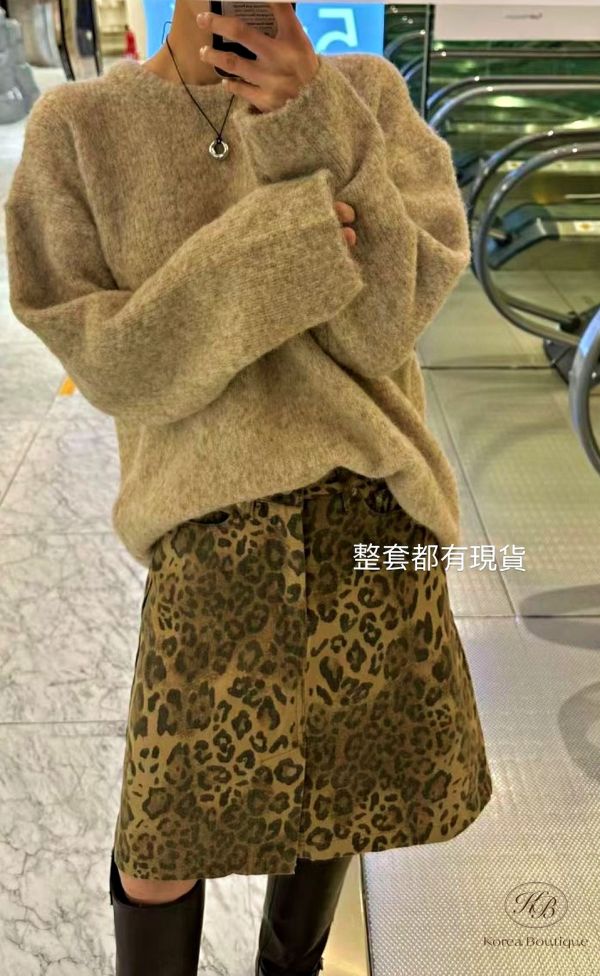 Fw482 冬季 豹紋半身裙 