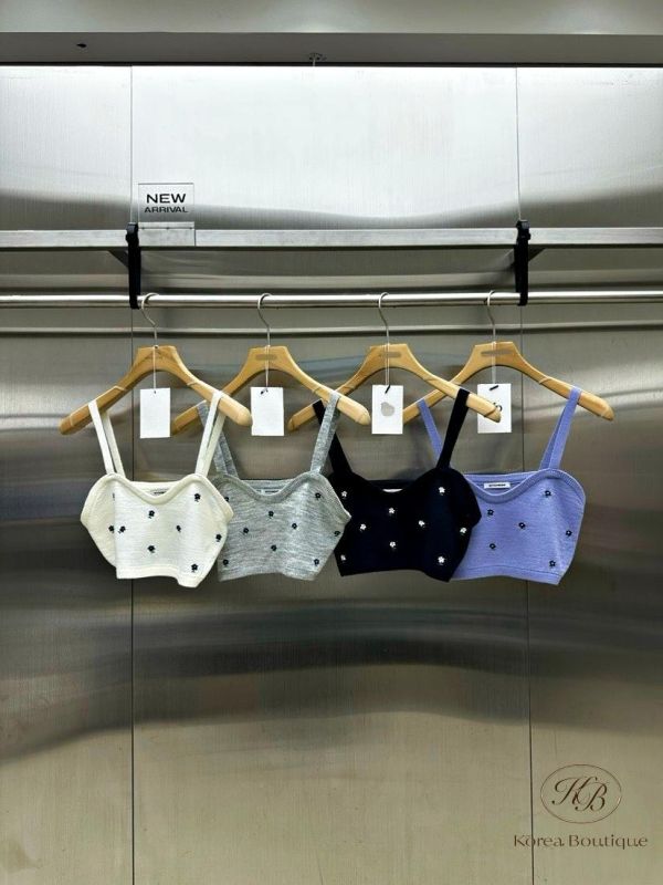 SS411 春季 小花刺繡針織背心 