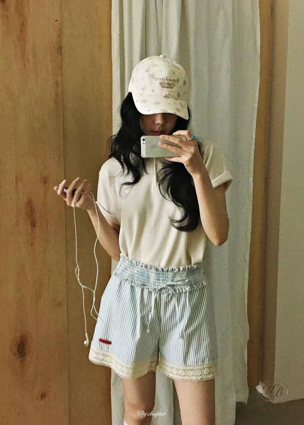 SS432 春季 條紋愛心口袋褲 