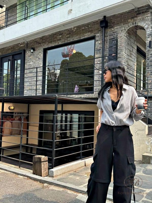 SS450 春季 綁帶設計格紋短襯衫 