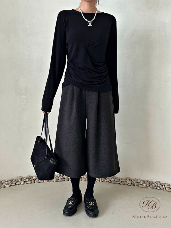 Fw375 秋季 毛呢七分褲 後鬆緊 均碼 