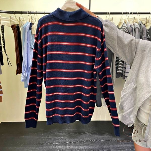 Fw201 秋季 領口很特別的條紋POLO衫 