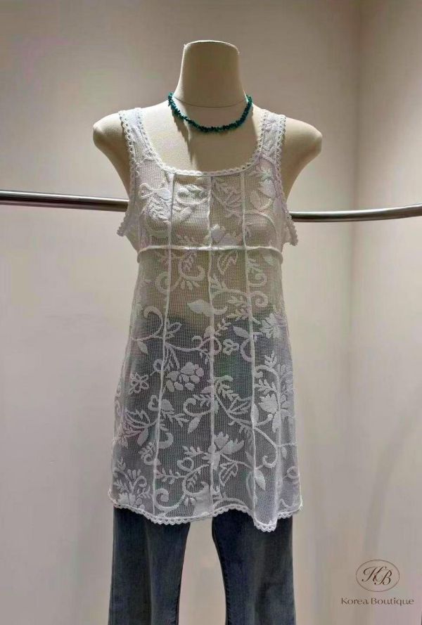 SS297 春季 很美的長版刺繡背心 