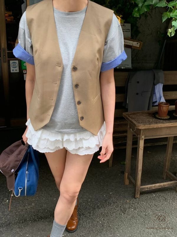 Spv41 春裝 反折條紋拼接T恤 
