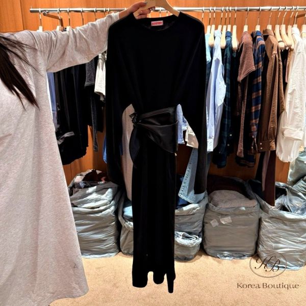 Fw197 秋季 附上腰帶的長棉洋裝 