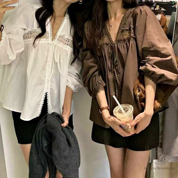Fw116 秋季 雕花長袖上衣 