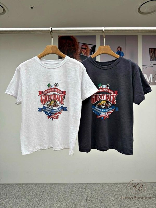 SS174 春季 美式風可愛水洗棉tee 