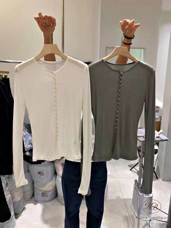 Fw234 秋季 排扣天絲上衣 