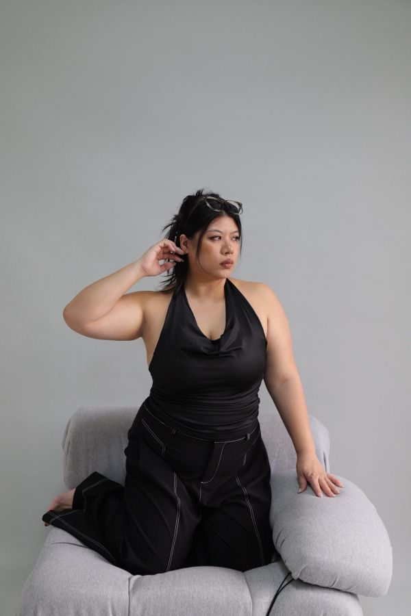 翻領掛脖皺皺上衣 