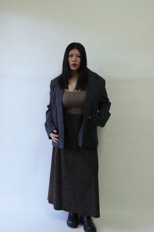 【EASE】廓系穿搭直條紋西裝外套 