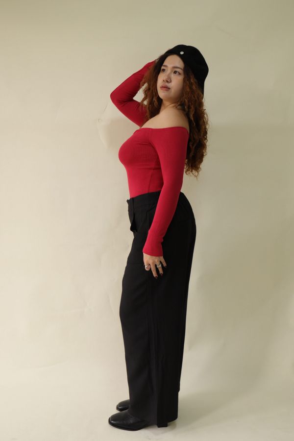 【EASE】長腿系修胯斜紋直筒褲(黑) 