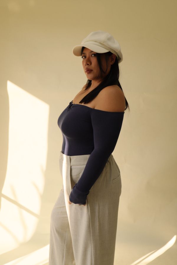 很修身平口針織衣(藍) 