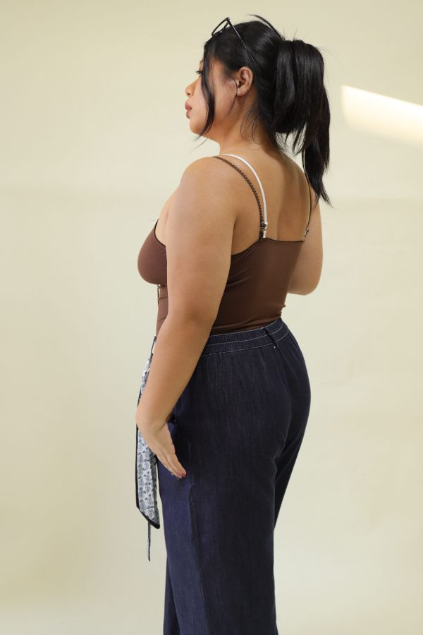 假兩件蕾絲拼接背心【藍、咖】 