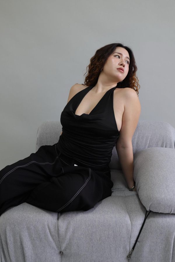 翻領掛脖皺皺上衣 