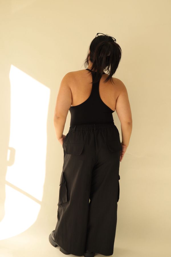 【EASE】大口袋寬鬆工裝褲(黑) 