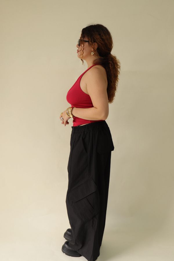 【EASE】大口袋寬鬆工裝褲(黑) 