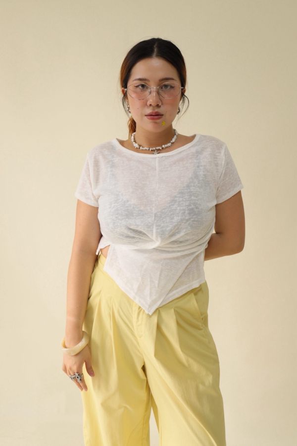 微透不規則圓領T(白) 