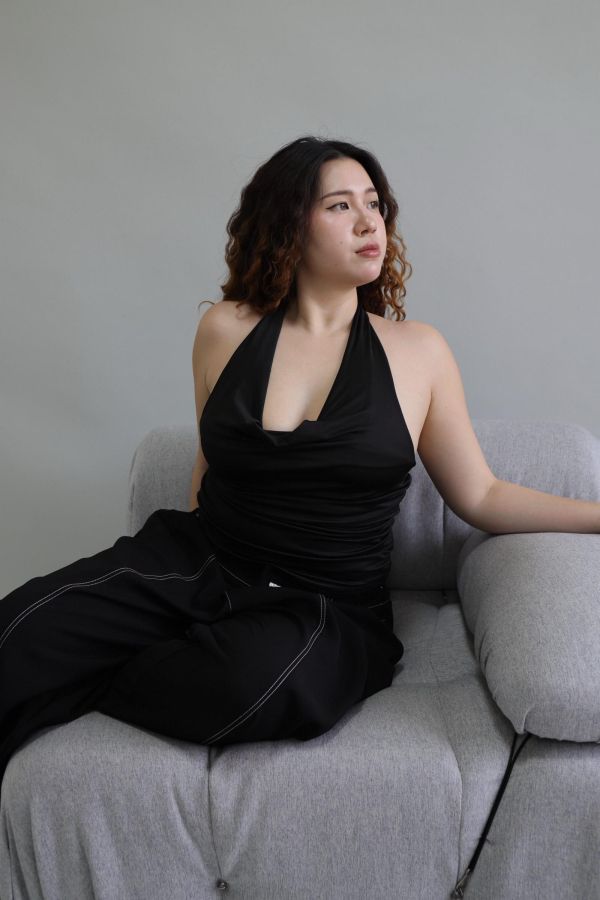 翻領掛脖皺皺上衣 