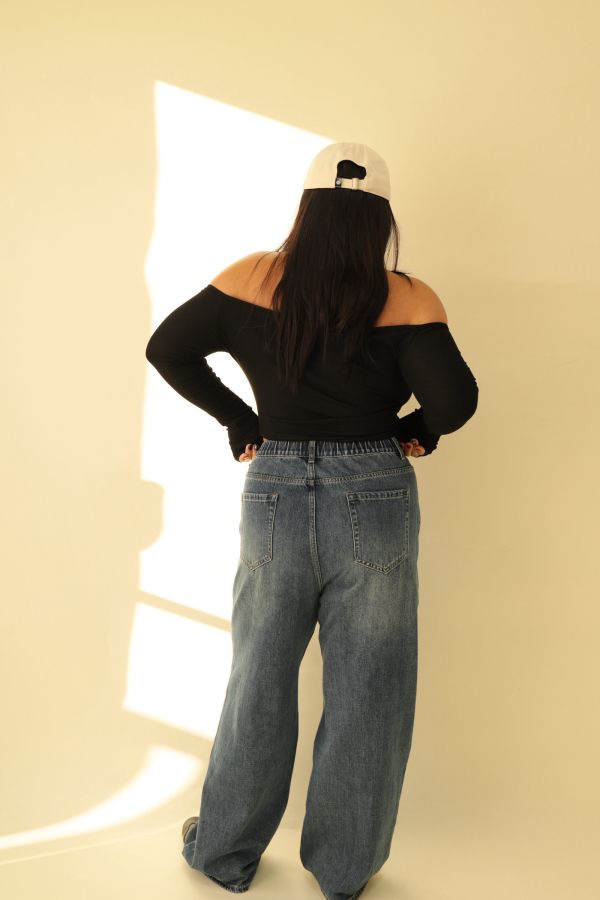 【EASE】愛心刷破牛仔寬褲 