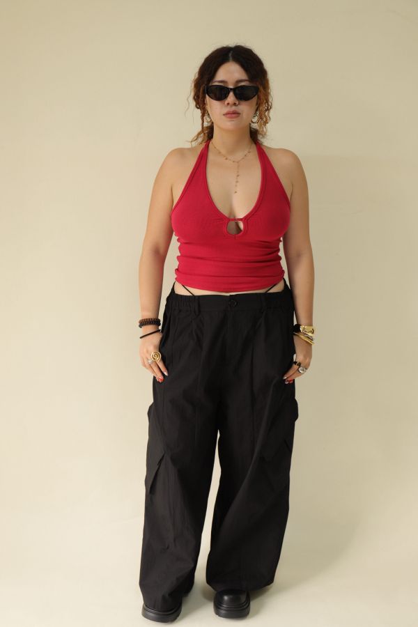 【EASE】大口袋寬鬆工裝褲(黑) 