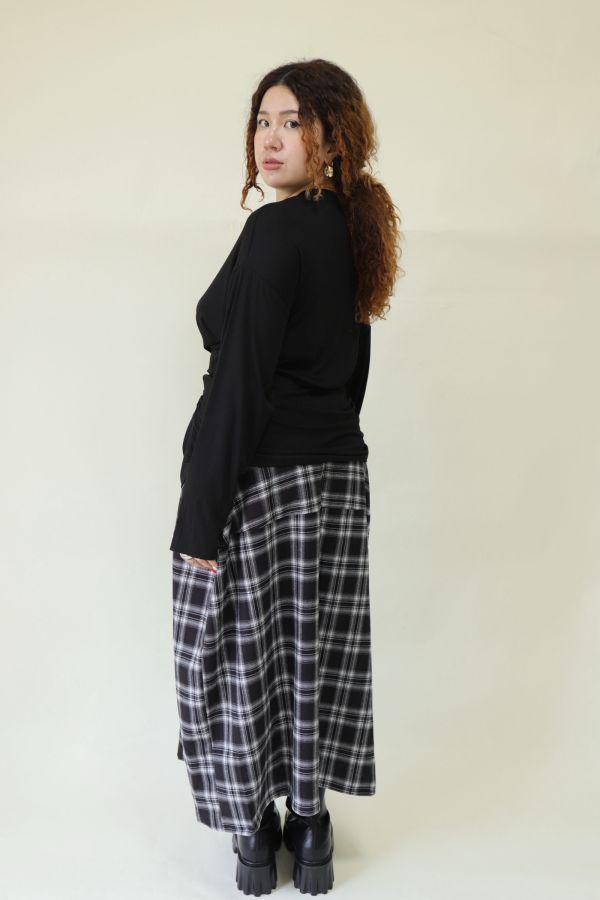 舒服穿假兩件綁帶上衣(黑) 