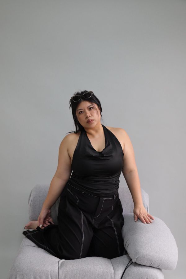 翻領掛脖皺皺上衣 